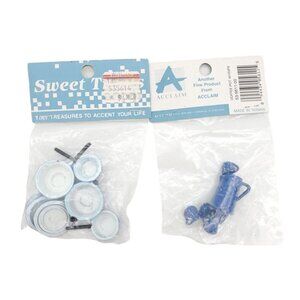 NEW Vintage Miniature Doll House Blue White Speckled Enamel Cookware Coffee 20pc